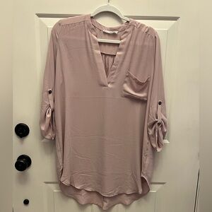 Women's Blush Pink V-Neck Blouse
